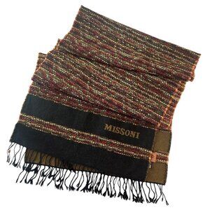 Missoni Italian Wool Fringe Trim Scarf Mens Womens Classic Luxury Multicolor